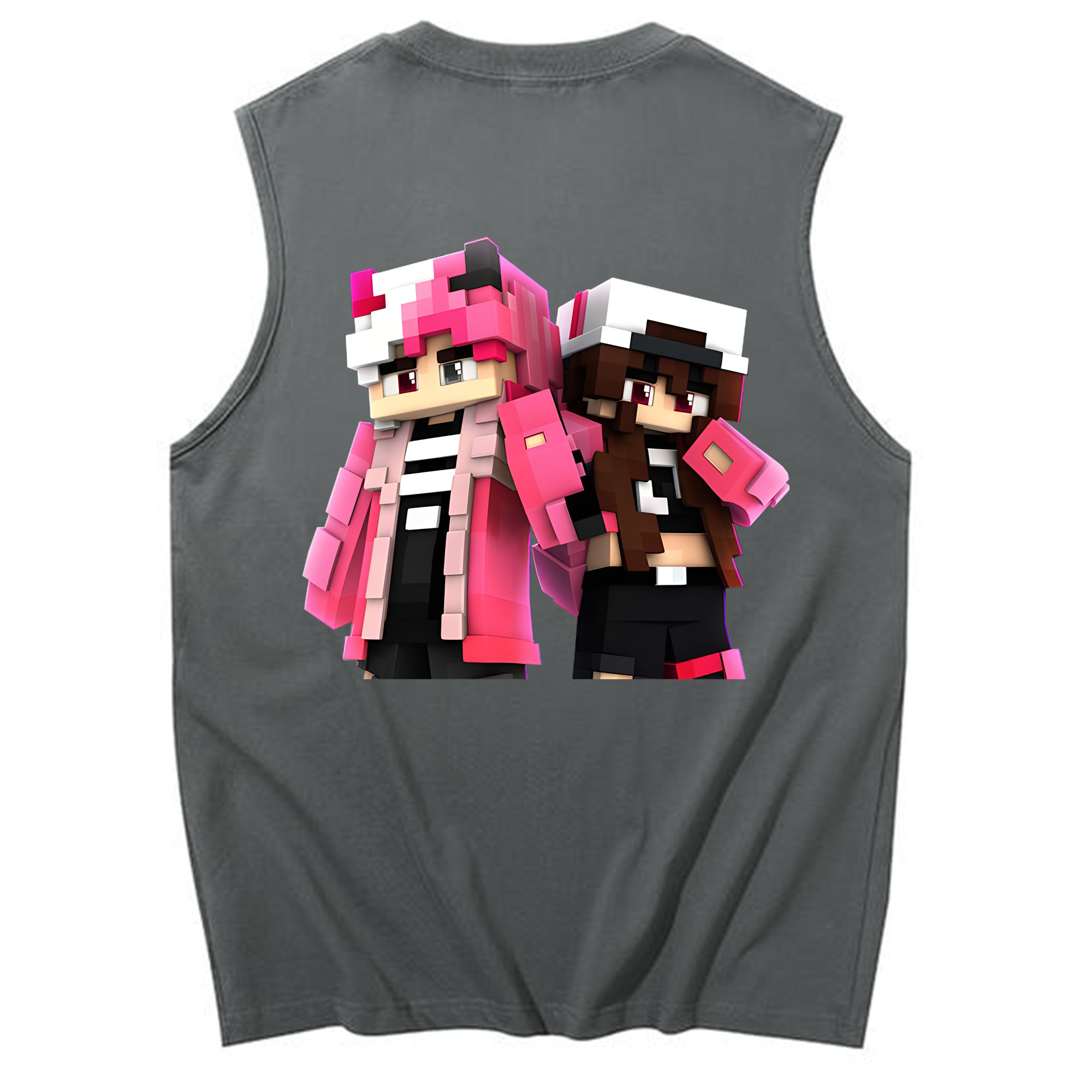 （画像用） マインクラフト ブロックの世界 Minecraft MC Block world コットン100％タンクトップ（背面プリント）